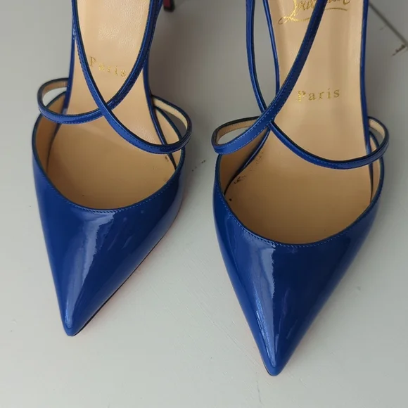 Christian Louboutin Cross Blake 100 Cobalt Blue Pumps - Picture 3 of 6